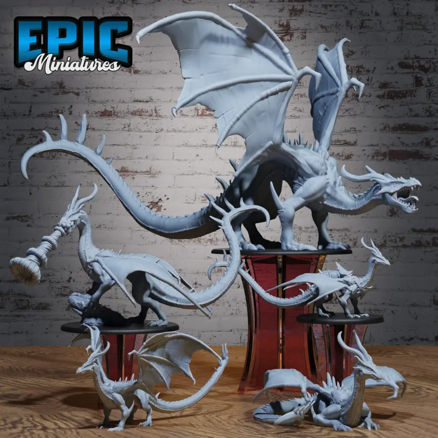 Emerald Dragon Young - 2 Variations / Emerald Dragon Adult / Emerald Dragon Adult Breath / Emerald Dragon Ancient Set