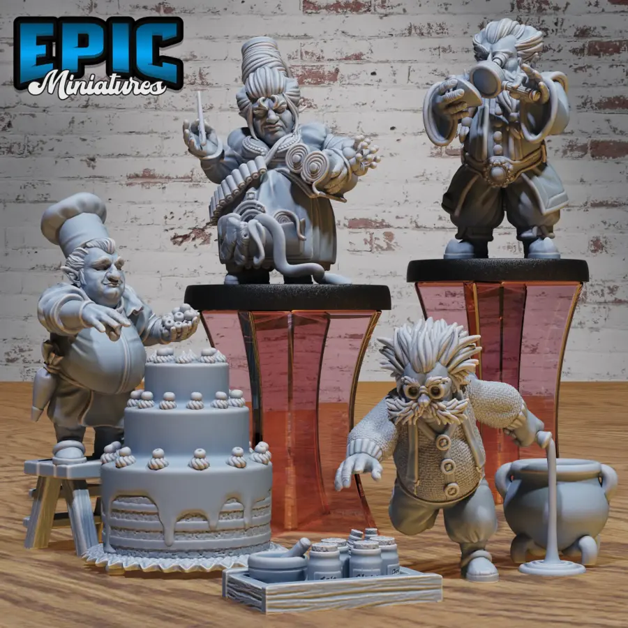 Halfling Villager Jeweller / Halfling Villager Alchemist / Halfling Villager Sewer / Halfling Villager Confectioner Set