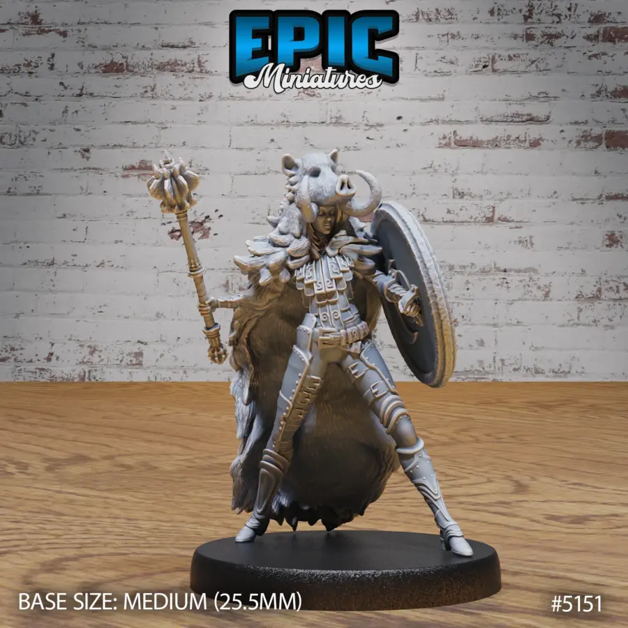 Boar Coat Warrior Lady Attack (Medium)