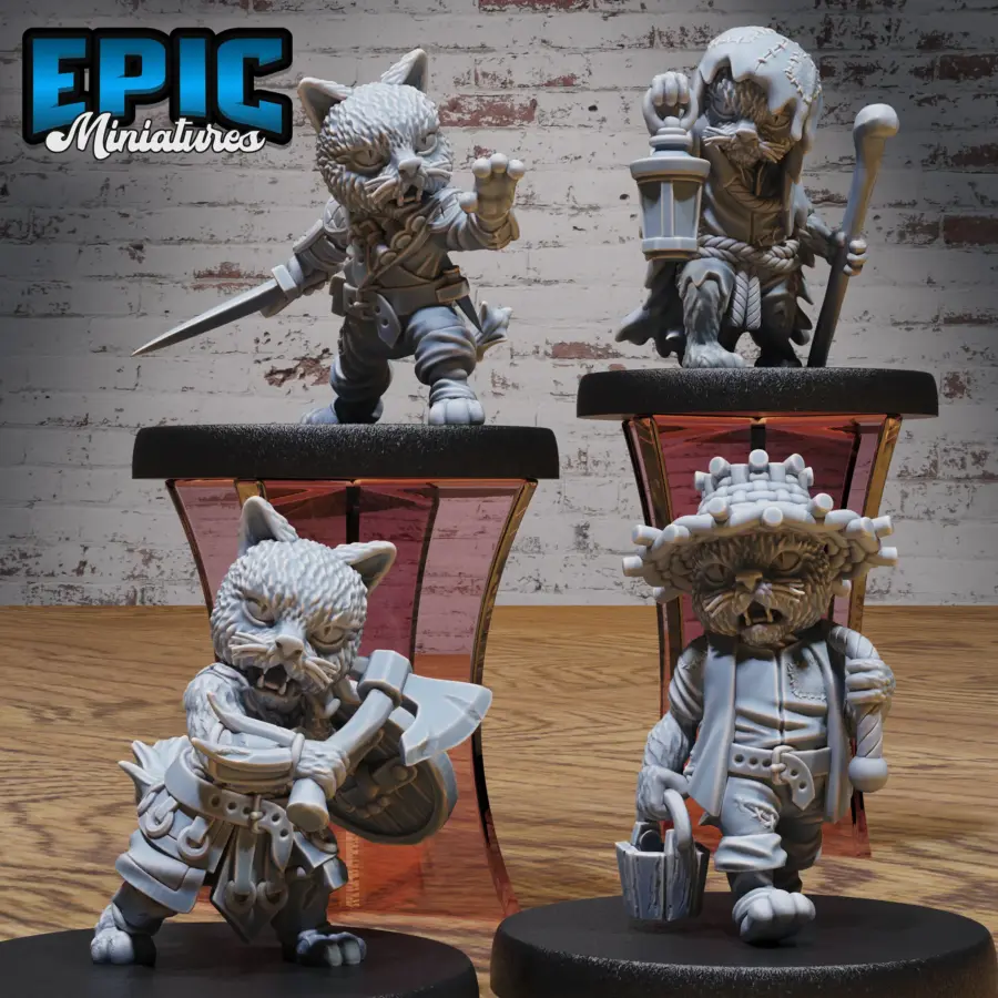 Cat Folk Tribe Axe / Cat Folk Tribe Fisher / Cat Folk Tribe Sword / Cat Folk Tribe Lamp Set