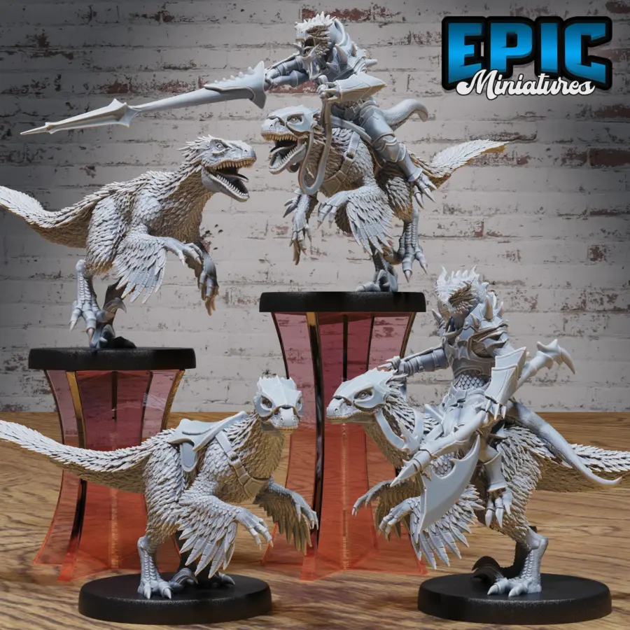 Dragonborn Raptor Rider Lance / Dragonborn Raptor Rider Axe / Feathered Raptor / Feathered Raptor Mount Set