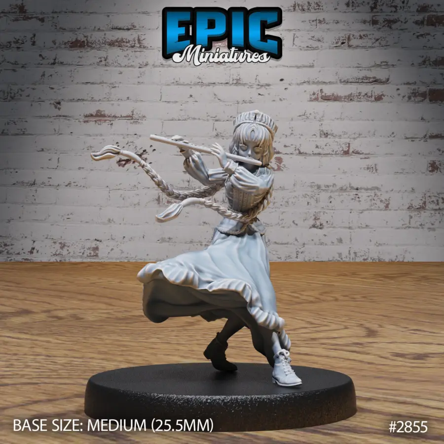 Norse Bard Girl Flute Playing (Medium)