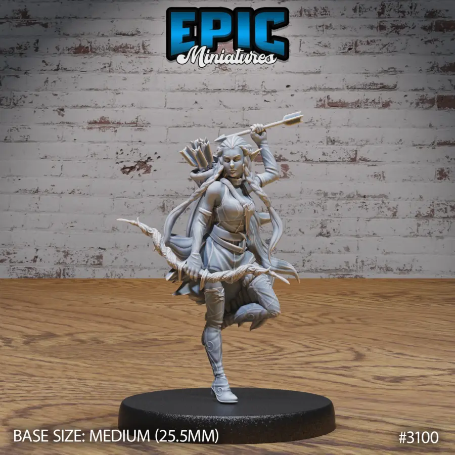Elf Ranger Female Player Character Preparing (Medium)