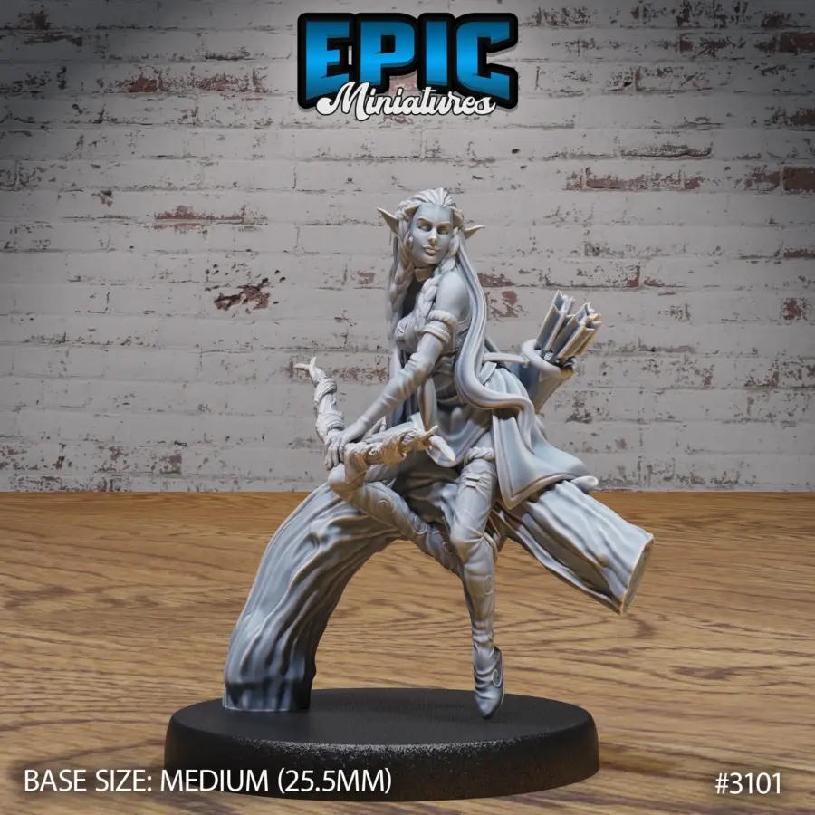 Elf Ranger Female Player Character Sitting (Medium)