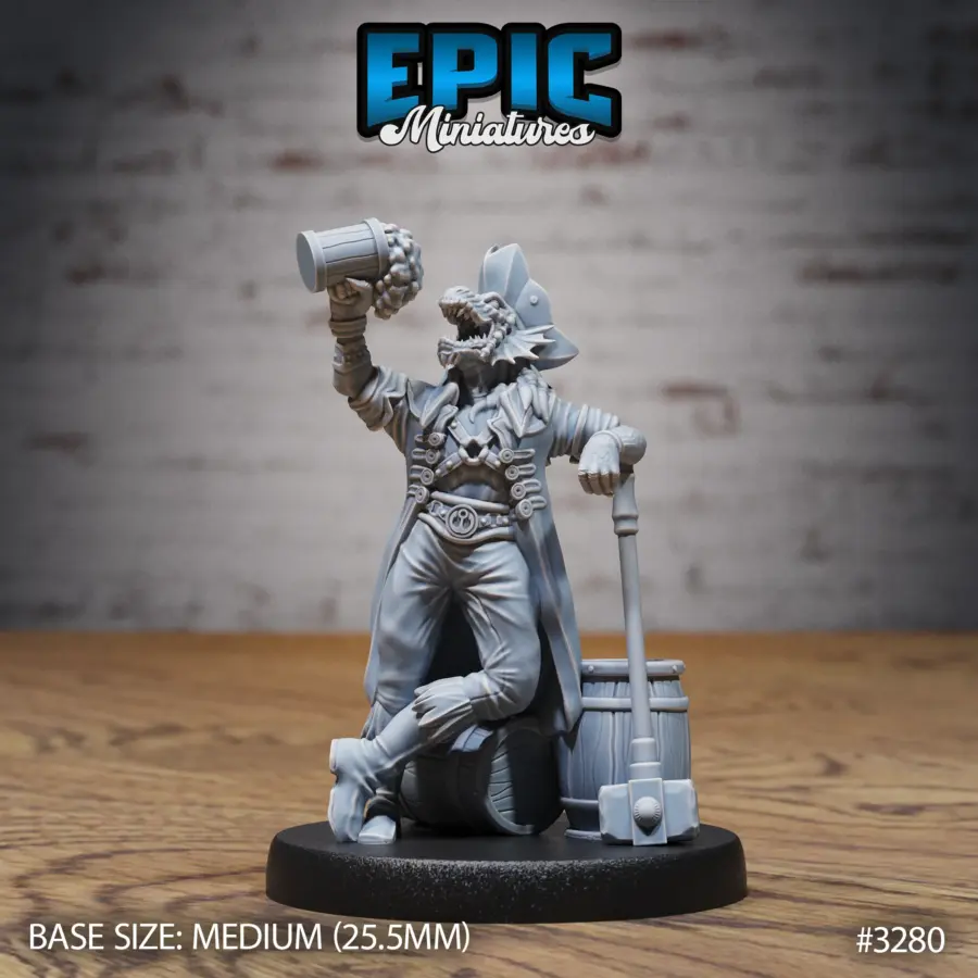 Dragonborn Pirate Drinking (Medium)