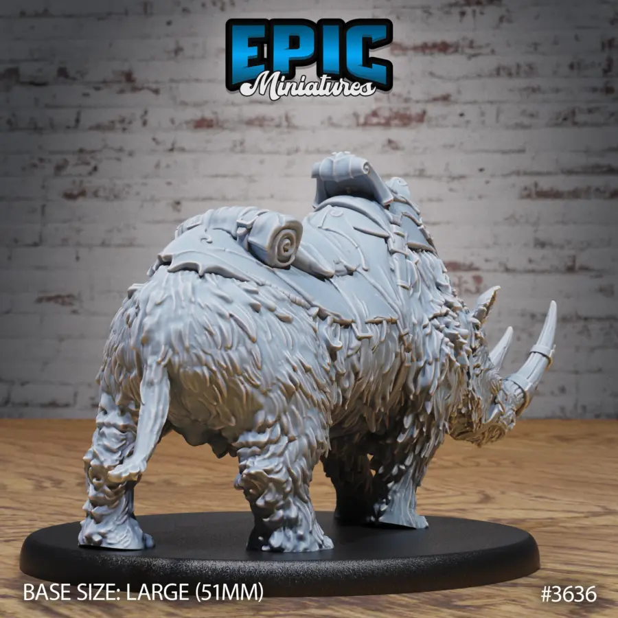Woolly Rhino Mount / Barbarian Tribe Male Rider Set - Image 3