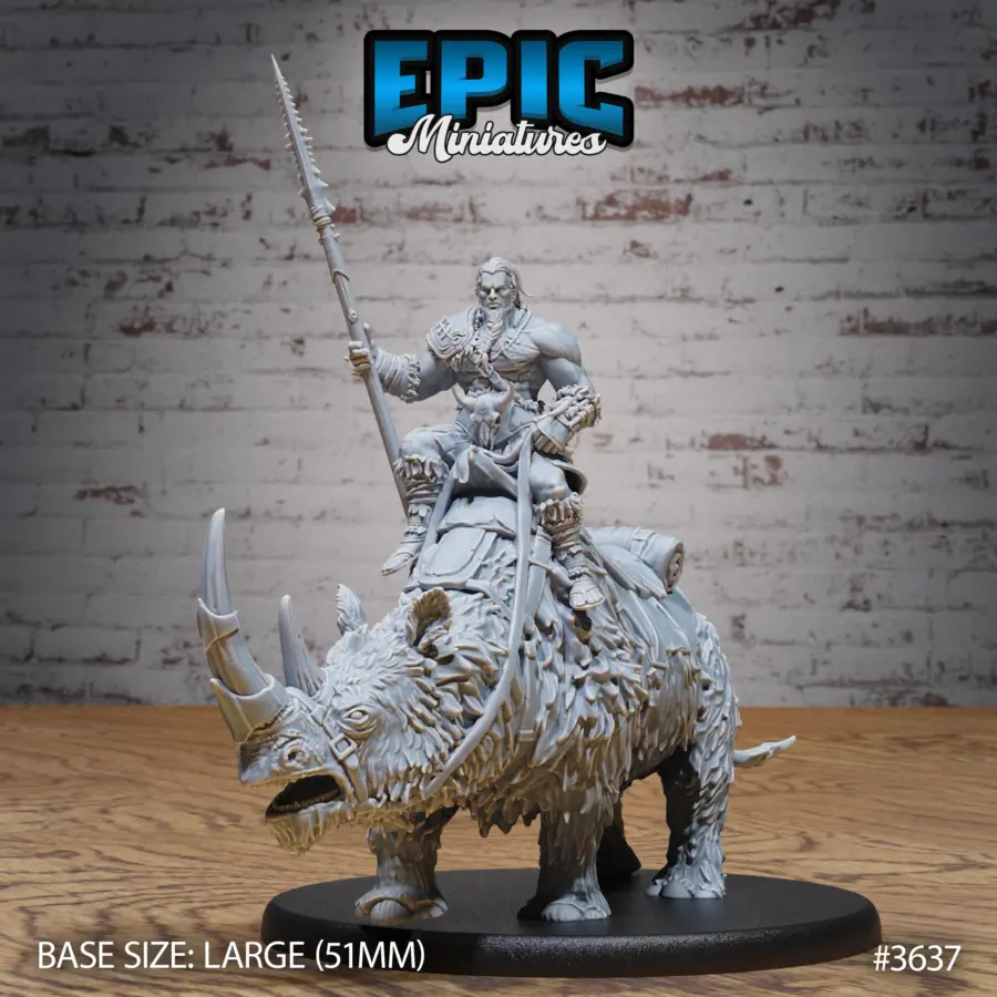 Woolly Rhino Mount / Barbarian Tribe Male Rider Set - Image 4