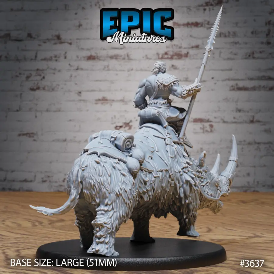 Woolly Rhino Mount / Barbarian Tribe Male Rider Set - Image 5