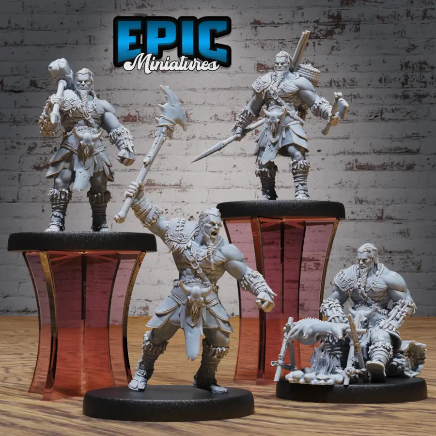 Barbarian Tribe Male Hunting / Barbarian Tribe Male Attacking / Barbarian Tribe Male Hammer / Barbarian Tribe Male Resting Set