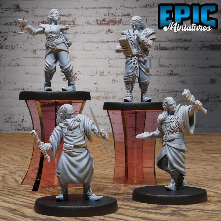 Elf Villager Accountant / Elf Villager Artist / Elf Villager Drunk / Elf Villager Blacksmith Set