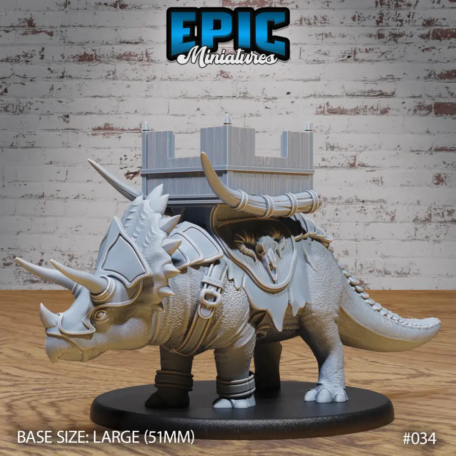 Triceratops Dinosaur Siege / Triceratops Dinosaur Mount / Triceratops Dinosaur Mount Walking Set - Image 2