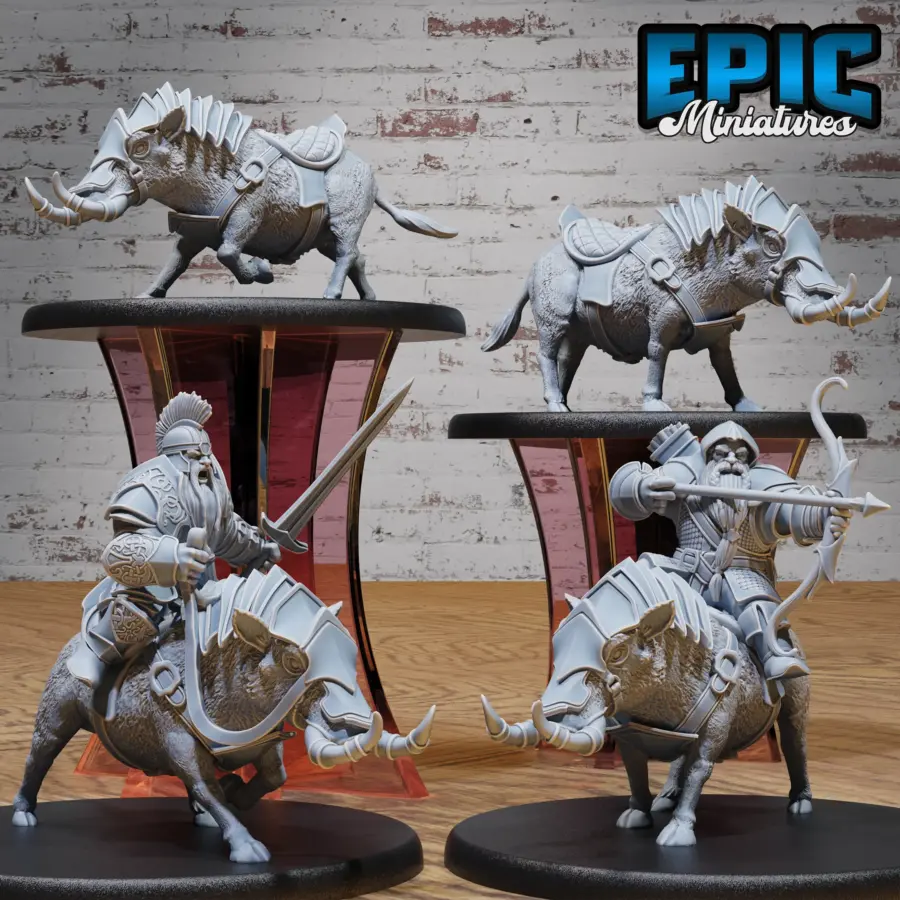 Warthog Mount / Dwarf Army Warthog Archer / Warthog Mount Running / Dwarf Army Warthog Rider Set