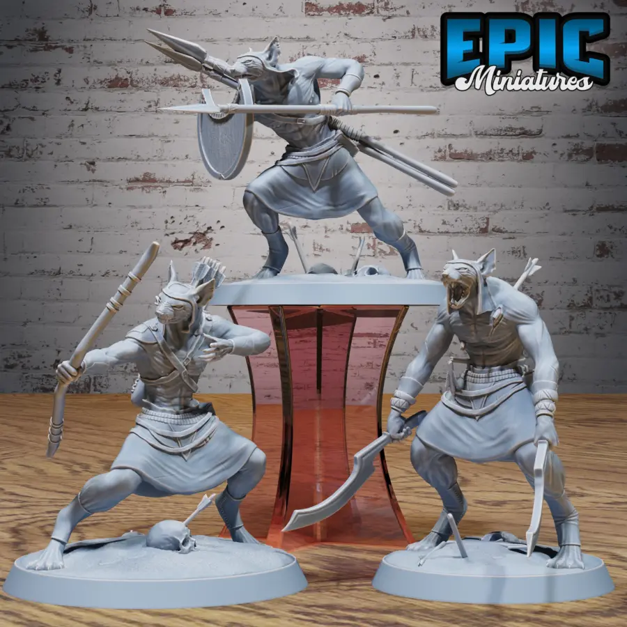 Catfolk Egyptian Spear Warrior / Catfolk Egyptian Archer / Catfolk Egyptian Undying Warrior Set