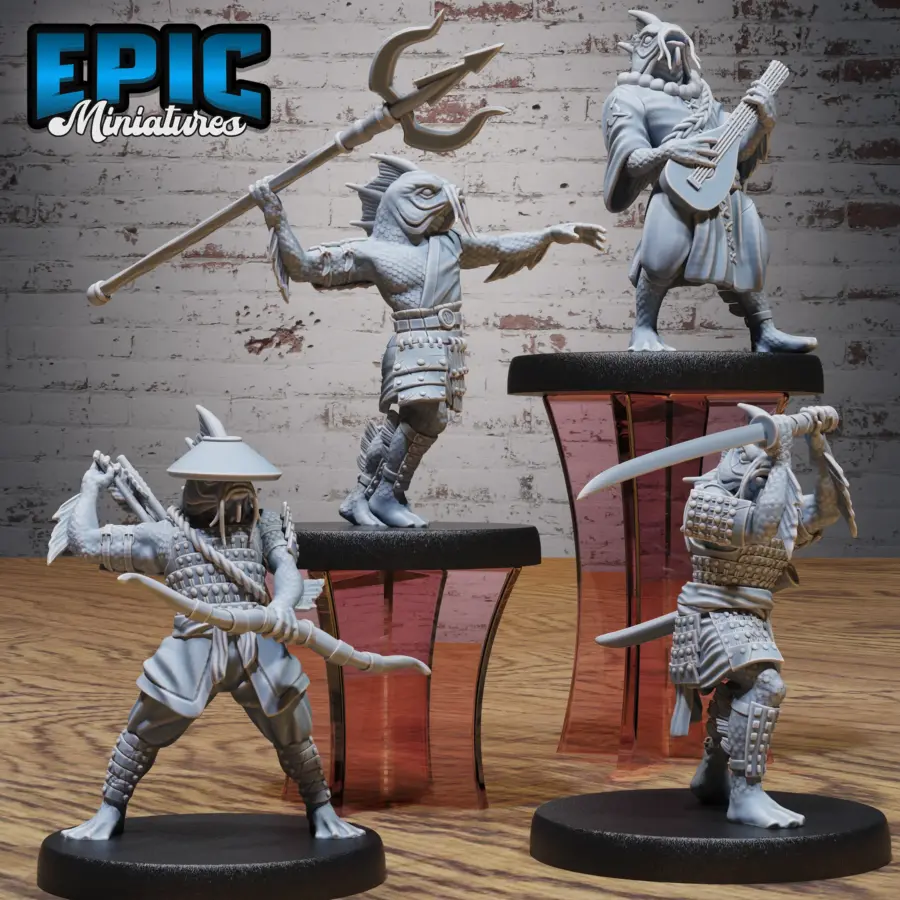 Fish Folk Koi Tribe Archer / Fish Folk Koi Tribe Trident / Fish Folk Koi Tribe Ronin / Fish Folk Koi Tribe Bard Set