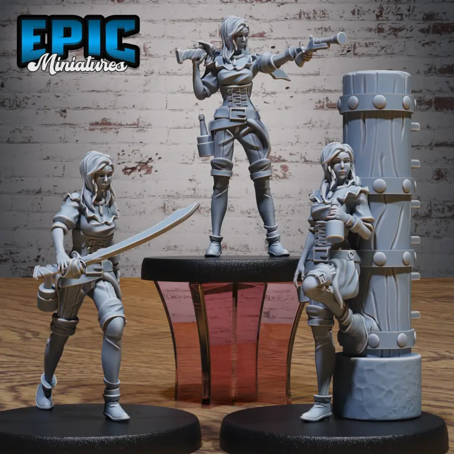 Pirate Female Drinking / Pirate Female Sword / Pirate Female Shooting Set